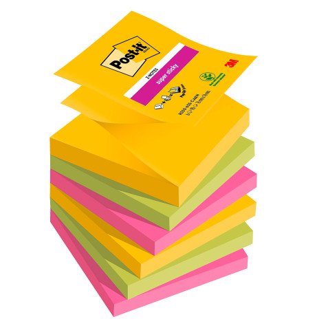 Ricariche Post-it Super Sticky a Z Carnival 76 x 76 mm 6 unità da 90 fogli