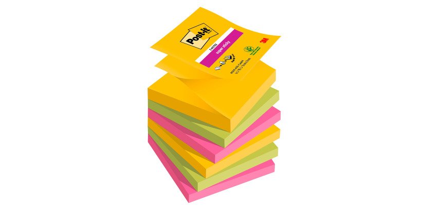 Ricariche Post-it Super Sticky a Z Carnival 76 x 76 mm 6 unità da 90 fogli