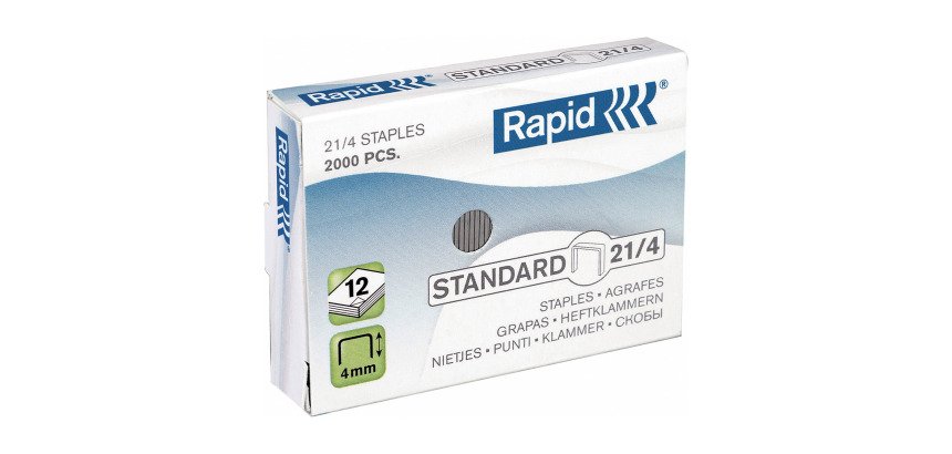 Punti metallici Rapid 21/4 Argento 30 fogli 20000 fermagli