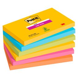 Post-it Rio De Janeiro Super Sticky Notes 127 x 76 mm Assorted Colours Rectangular 6 Pads of 90 Sheets