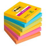 Post-it Rio De Janeiro Super Sticky Notes 76 x 76 mm Assorted Colours Square 6 Pads of 90 Sheets