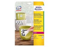 Etichette adesive Avery resistenti in poliestere bianco 210x297mm, 1 etichetta per foglio, adesivo rimovibile, laser, 20 fogli