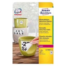 AVERY Zweckform L4773REV-20 Labels 63.5 x 33.9 mm White Rectangular 20 Sheets of 24 Labels