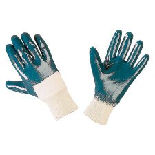 Guanti di protezione NBR rivestimento 3/4 polsino a maglia, bianco-blu, taglia 10