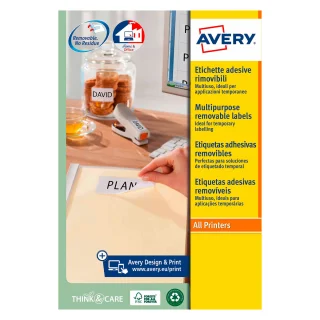 Etichette adesive rimovibili in carta bianca Avery L4737REV-25