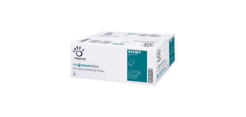 Papernet DissolveTech Hand Towels V-fold White 2 Ply 411167 15 Packs of 250 Sheets