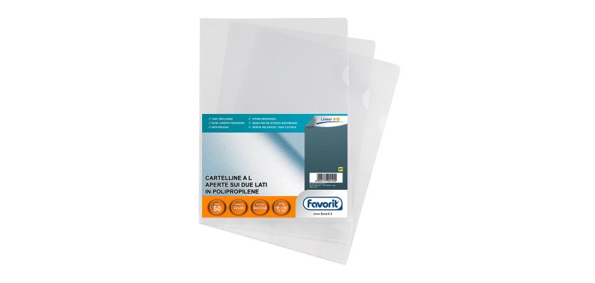 FAVORIT L-shape folders Pratic Transparent 2230 cm 50 Pieces