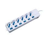 Multipresa con interruttori singoli, 6 prese 16A bipasso/schuko