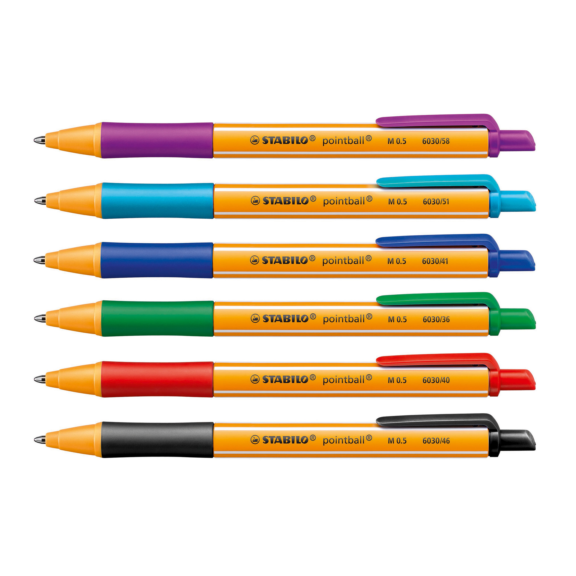 Stabilo Pointball Ballpoint Pen - Assorted - Pack 6 su