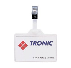 Portanome con clip FAVORIT pvc trasparente - Confezione da 50