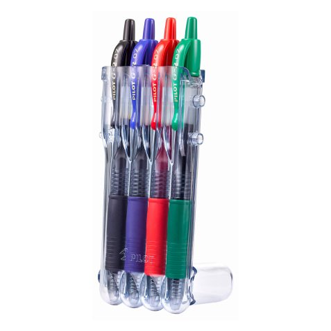 Pilot G-2 Pen 0.7 mm Black,Blue,Green,Red Pack of 4