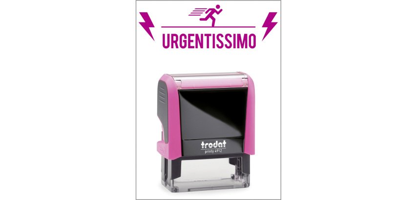 Timbro Trodat Printy 4912 "Urgentissimo" rosa neon