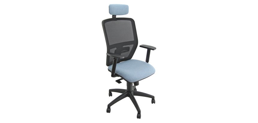 Sedia girevole con schienale in rete UNISIT Kemper KMAPG Target blu chiaro
