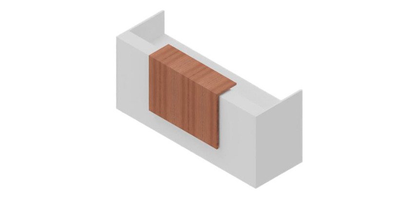 Reception Quadrifoglio Miami Bianco, noce canaletto 2.460 x 880 x 1.130 mm