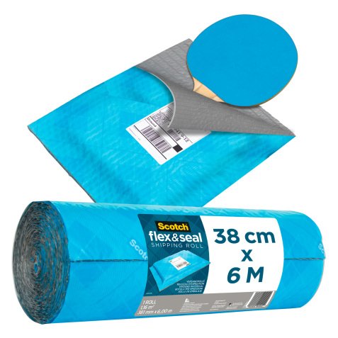 Scotch Flex and Seal Shipping Roll Blue 380mm x 6m, Easy Packaging Alternative to Postage Bags