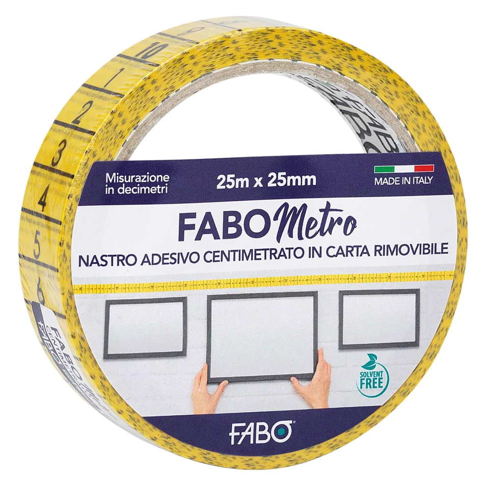Nastro adesivo FABO Metro 25 mm x 25 m giallo 12 unità su