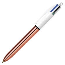 Penna a sfera  a scatto BIC 4 Colori Shine Rose Gold fusto metallizzato rosa dorato, 1mm