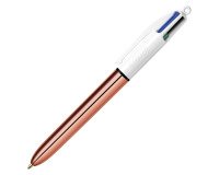 Penna a sfera con 4 colori a scatto BIC 4 Colori Shine Rose Gold fusto metallizzato rosa dorato, 1mm