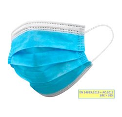 Mascherina chirurgica tipo IIR, colore azzurro, 50 unità