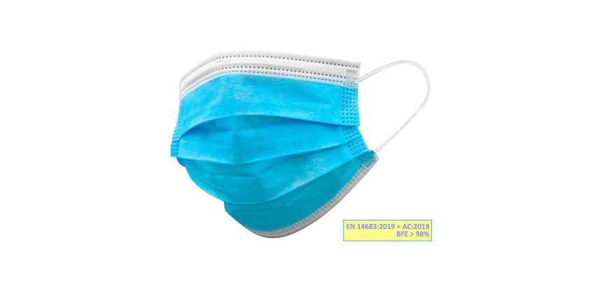 Mascherina chirurgica tipo IIR, colore azzurro, 50 unità