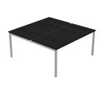 Team Work double bench with bridge game, aluminium grey finish, d 164 x h 74.5 cm