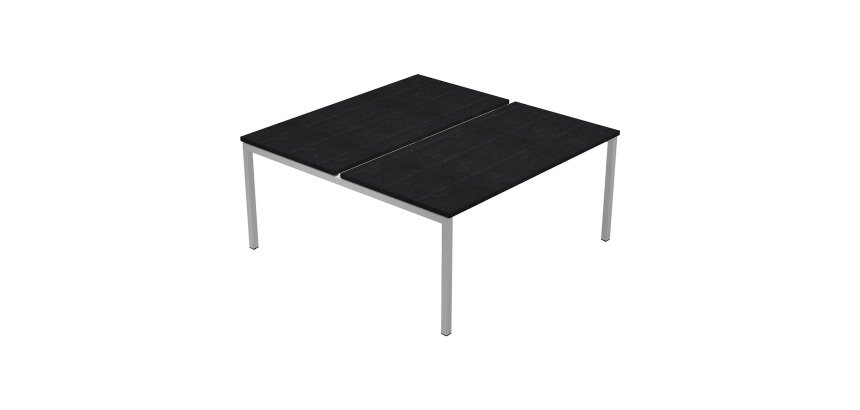 Team Work double bench with bridge game, aluminium grey finish, d 164 x h 74.5 cm