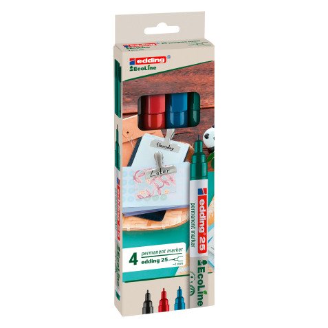 Marcatore permanente edding EcoLine 25 nero, blu, verde, rosso