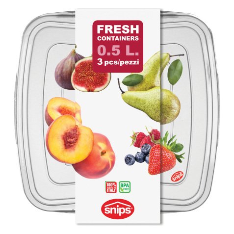 Contenitore salvafreschezza quadrato snips Polipropilene trasparente 3 unità da 500 ml