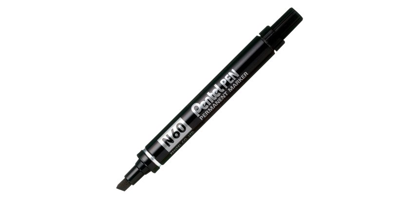 Pentel N60 Permanent Marker Medium Chisel 3.9-5.7 mm Black Waterproof Pack of 12