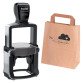 Kit timbro personalizzabile 52045 nero/avana + 200 eco sacchetti in carta L
