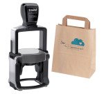 Kit timbro personalizzabile 52045 multicolor/avana + 200 eco sacchetti in carta L