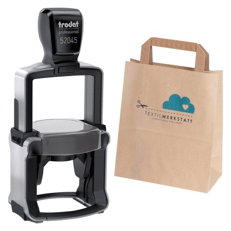 Kit timbro personalizzabile 52045 multicolor/avana + 200 eco sacchetti in carta XL