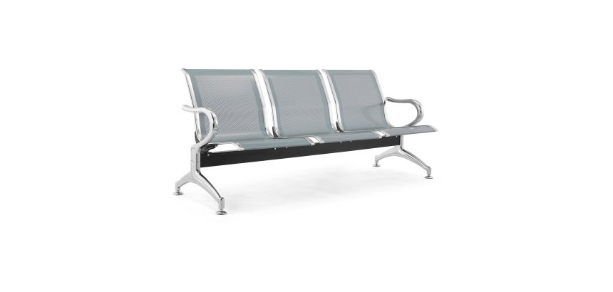 Panca per sala attesa 3 posti in acciaio microforato