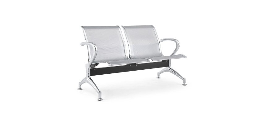 Panca per sala attesa 2 posti in acciaio microforato