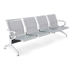 Panca per sala attesa 4 posti in acciaio microforato