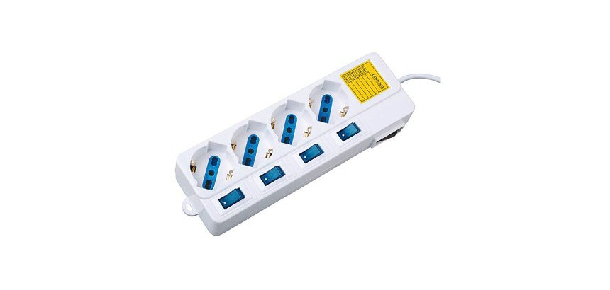 Multipresa con interruttori singoli, 4 prese 10/16A bipasso/schuko