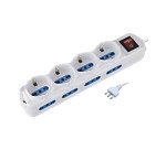 Multipresa con interruttore, 8 prese 10/16A bipasso + 4 10/16A bipasso/schuko