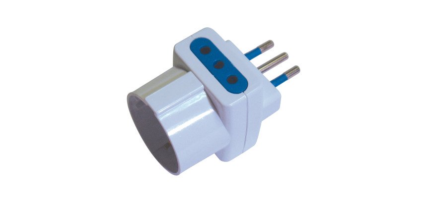 Adattatore triplo spina 10A, 2 prese 10A + 1 presa schuko