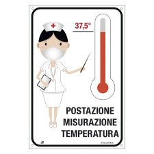 Cartello segnalatore Il personale potrà essere sottoposto al controllo della temperatura 20 x 30 cm