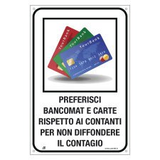 Cartello segnalatore bancomat o carte 20 x 30 cm