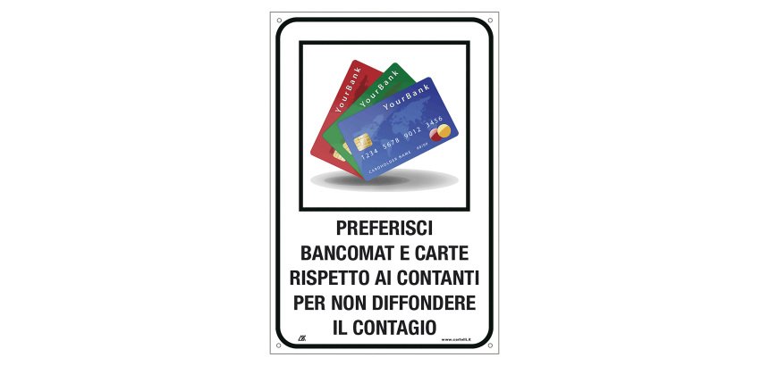 Cartello segnalatore bancomat o carte 20 x 30 cm