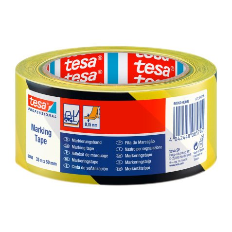 Nastro per segnalazione temporanea tesaflex® 60760 giallo/nero, 50 mm x 33 m