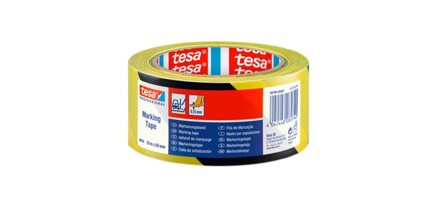 Nastro per segnalazione temporanea tesaflex® 60760 giallo/nero, 50 mm x 33 m