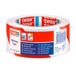 Nastro per segnalazione temporanea tesaflex® 60760 bianco/rosso, 50 mm x 33 m