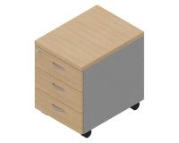 Cassettiera 3 cassetti Miami l 42 x p 56 x h 58 in cm montata colore rovere