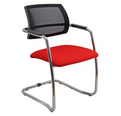 Sedia su slitta schienale in rete UNISIT Lithium LTLTN/LR King L PPL rosso