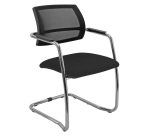 Sedia su slitta schienale in rete UNISIT Lithium LTLTN/PN Vera pelle nero