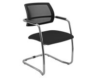 Sedia su slitta schienale in rete UNISIT Lithium LTLTN/PN Vera pelle nero