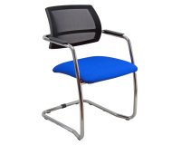 Sedia su slitta schienale in rete UNISIT Lithium LTLTN/KB Ecopelle blu