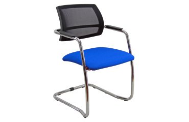 Sedia su slitta schienale in rete UNISIT Lithium LTLTN/KB Ecopelle blu